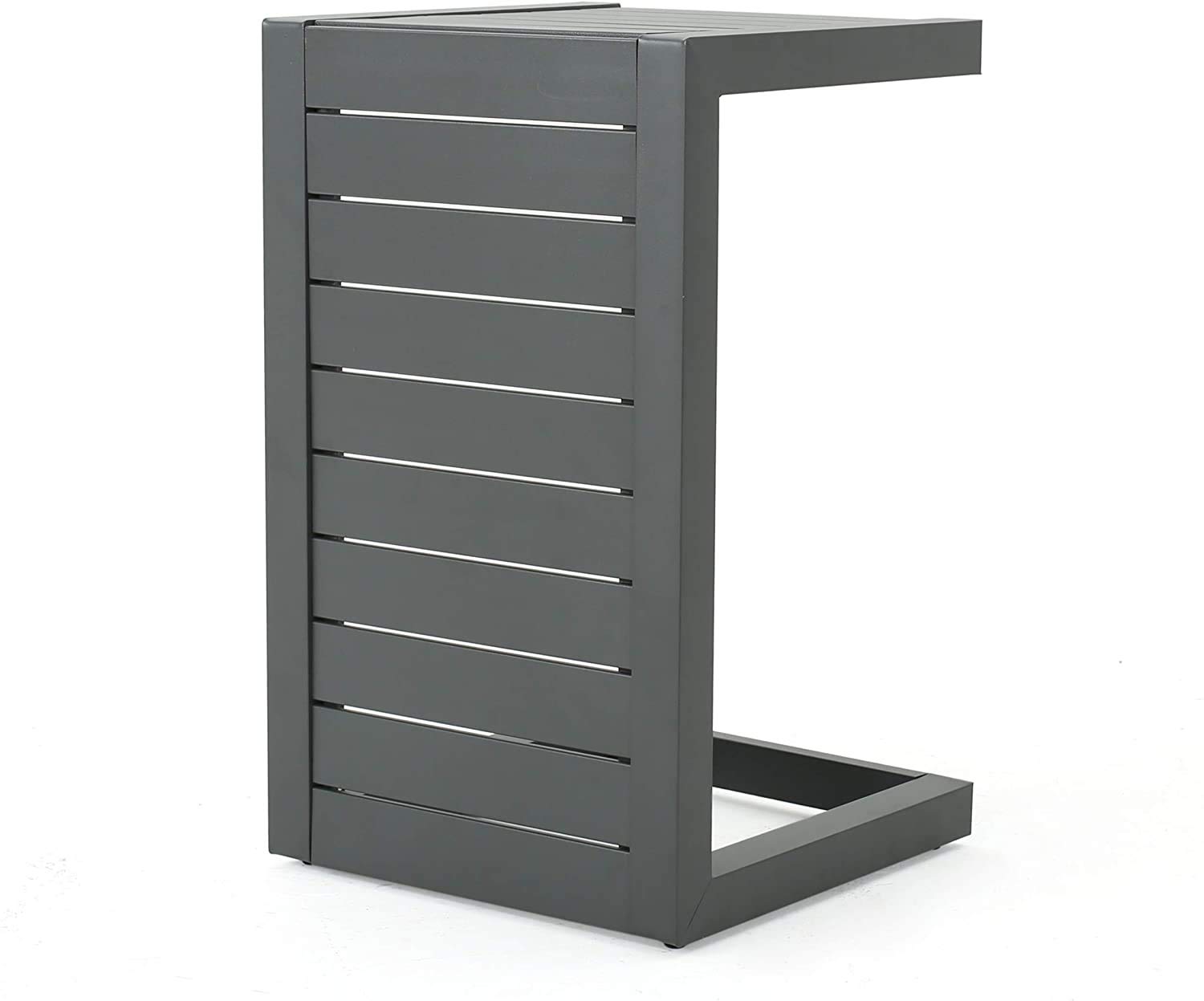 INDIAN DECOR. 45591 Home Outdoor Aluminum C-Shaped Side Table, Black-image-1