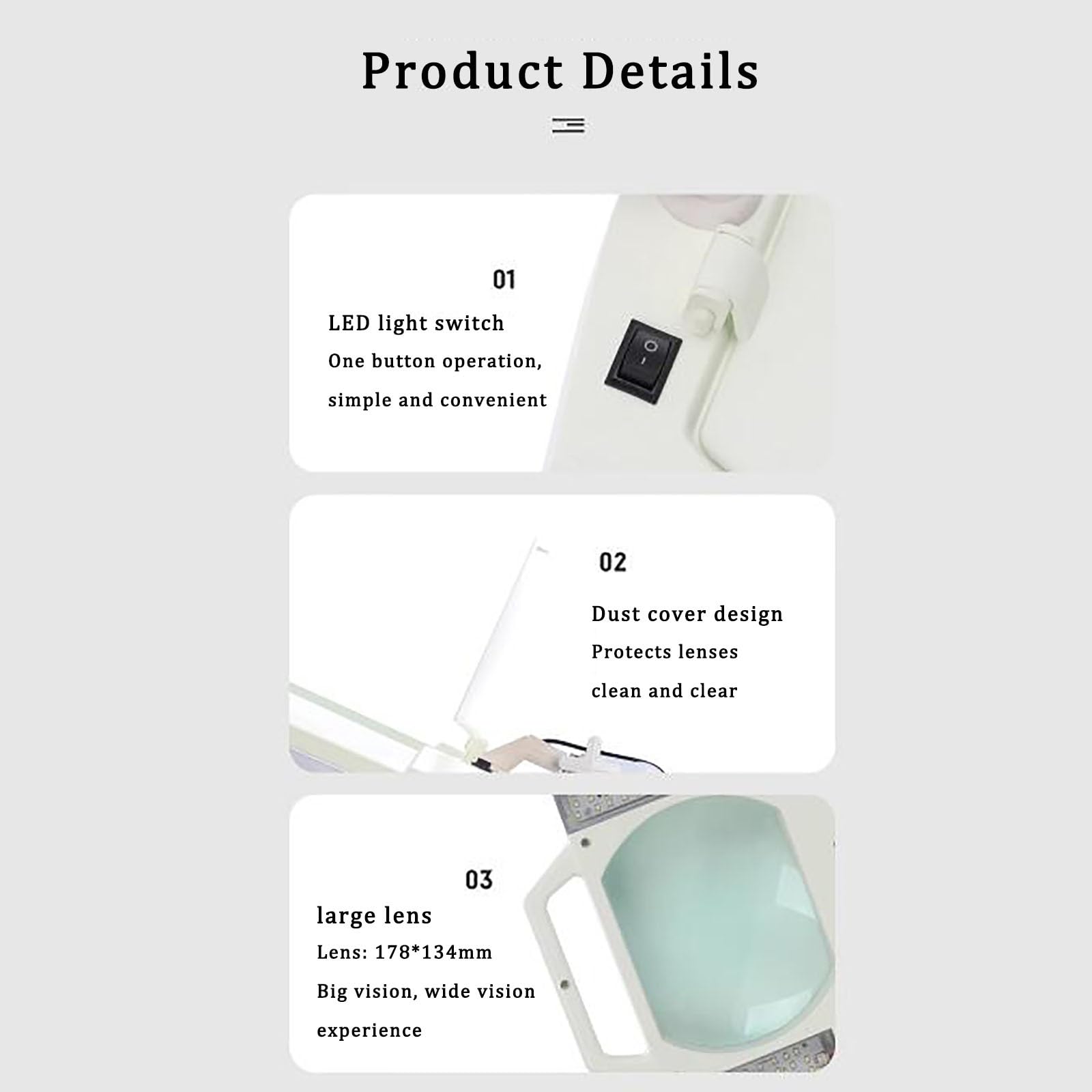 Lámpara de Aumento 5X Iluminado de sobremesa Clip-On Lupa, con Brazo Ajustable de Metal extendido, lámparas de Belleza médica giratoria, para la Lectura de artesanía de Cerca el Trabajo