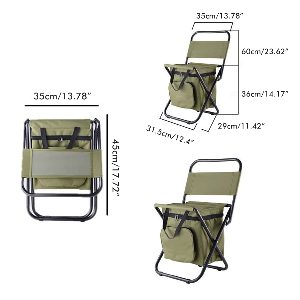 Campinghocker mit Tasche Campingstuhl Hocker Klappstühle Tragbarer Campinghocker Rucksack Sitz mit Doppelschicht Kühltasche zum Wandern, Picknicken und Angeln