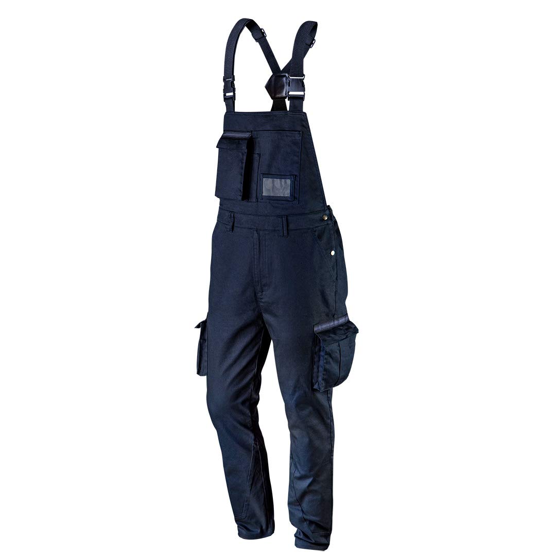 NEO TOOLS Salopette da lavoro da uomo, 60% cotone, 37% poliestere, 3% elastan 255 g/m2, taglie XS-3XL, tasche multifunzionali, elastico in vita e bretelle a Y con rinforzo