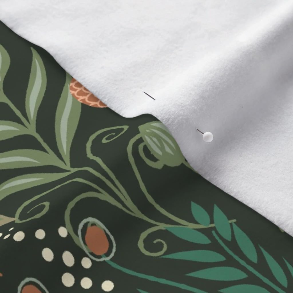 Spoonflower Fabric - Fairy Tale Forest Frog Snail Green Fern Magic Scandinavian Moon Printed on Polartec(R) Fleece Fabric by The Yard - Sewing Blankets Loungewear and No-Sew Projects