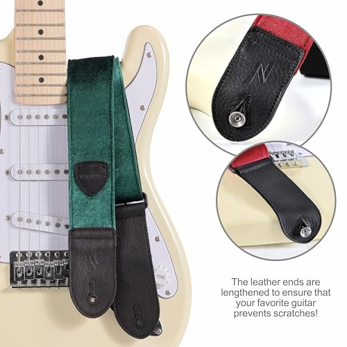 Sangle de guitare double en cuir velours pour basse électrique - 5