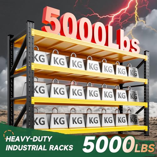Image of Letaya 71.3 inch W Metal Storage Shelves,5000LBS Heavy Duty Garage Shelving Units, 4 Tier Adjustable Utility Rack Shelf,Large Industrial Shelves,for Shop,Warehouse,Basement (71.3 inch W x 24 inch D x 70 inch H)
