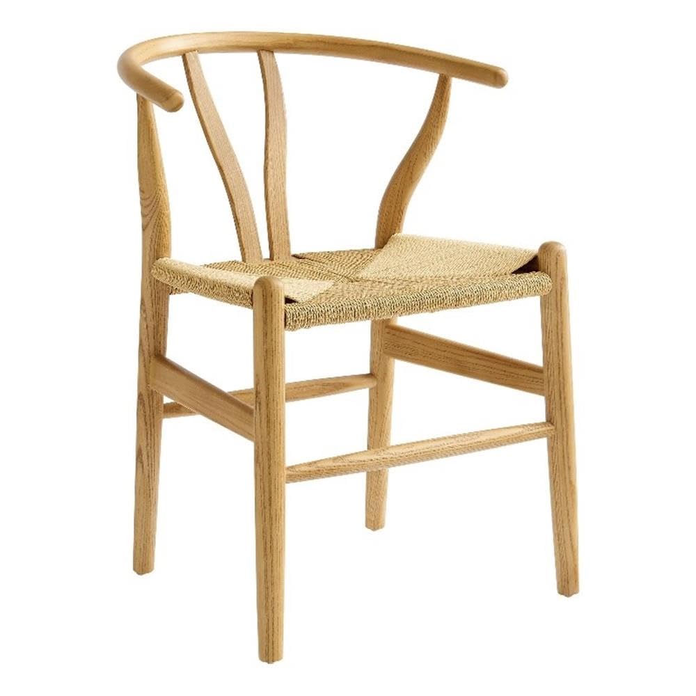 Modway Amish Wood Rope Dining Room Chair in Natural - 29 Inch Tall Solid Elm Wood Accent Armchair - Mid Century Modern Open Back Kitchen Chair with Woven Seat
