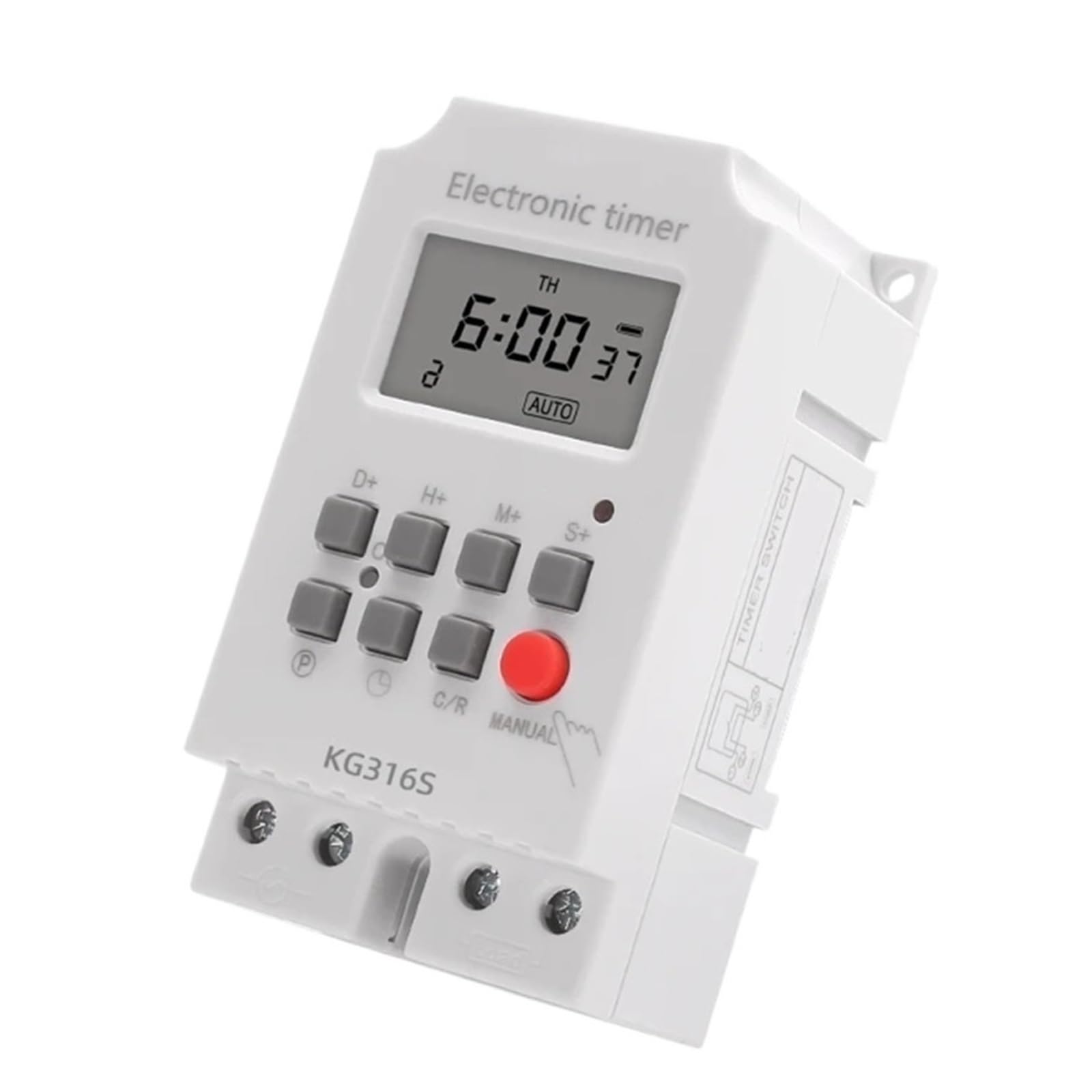 Timer elettronico Digitale settimanale for Illuminazione 25A AC 220V, 7 Giorni programmabile Interruttore TEMPORIZZATO Intervallo relè 1 Secondo Carico Elevato