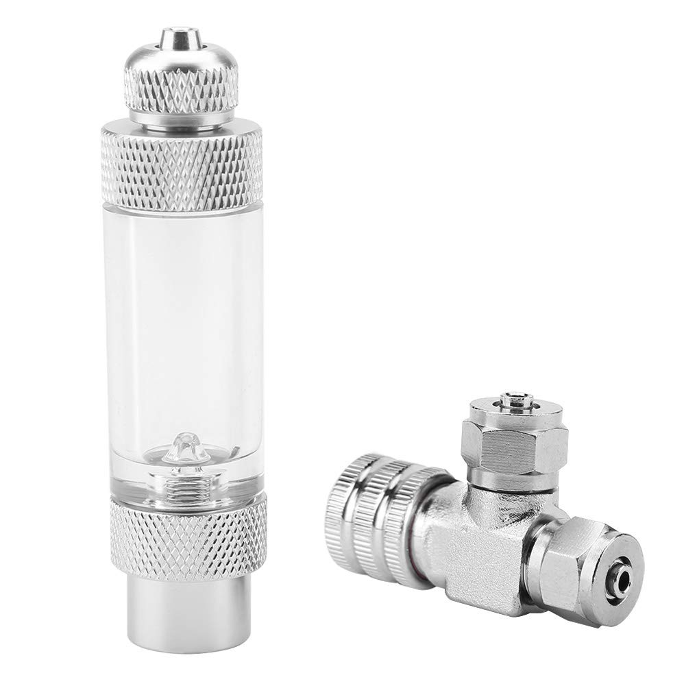 Needle Valve for Aquarium System CO2 Regulator Bub Valve Bubble Counter Carbon Dioxide Atomiser for Aquarium Plants Fish Tank (Double-head micro valve + anti-return bubble)