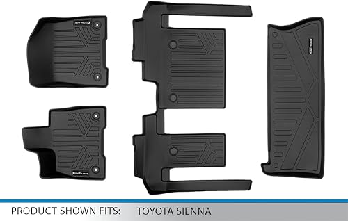 Miniatura 7 de SMARTLINER Juego de alfombrillas de 2 filas y forro de carga detrás de la tercera fila compatible con Toyota Sienna 2021-2025