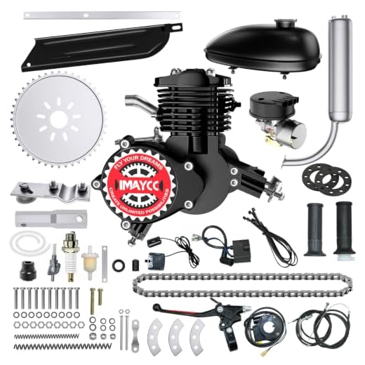 IMAYCC Bike Motor Kit 80cc Motorized Bike Kit 2 Stroke Gas Bicycle Engine Conversion Kit Fit for 26-28" Bikes(80CC Black)
