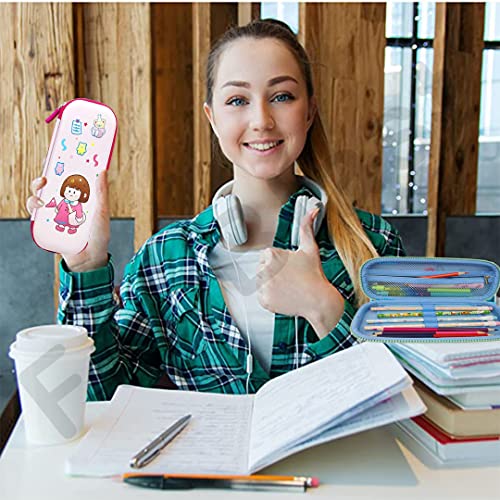 Image of FunBlast Cute EVA Hard Shell Pencil Case for Girls | Cartoon Design Pencil Box with Zipper & Mesh Pocket | Portable Stationery Organizer for School, College & Travel