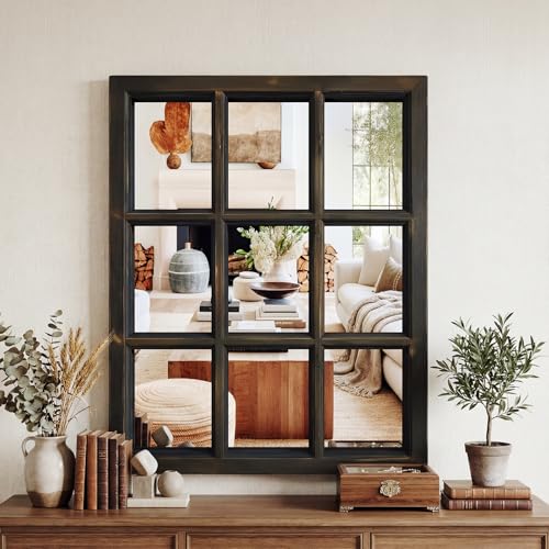 DUOHONG Farmhouse Window Pane Mirror - 21“x26 Rectangular Wall Decor...