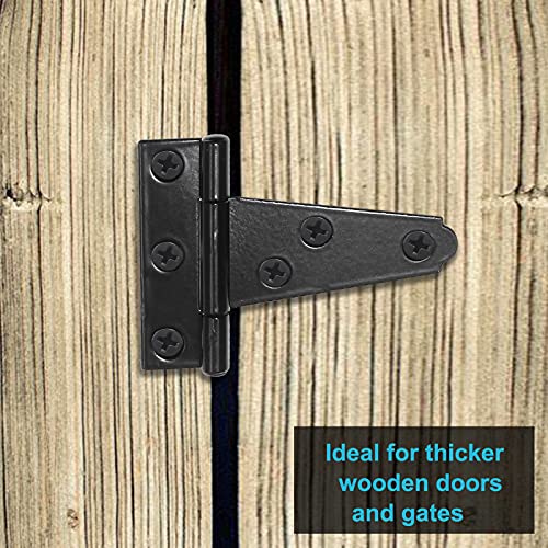 Rierdge 6 Pcs 2 Inch T Strap Hinges, Black Heavy Duty Tee Hinge With Screws, Carbon Steel Strap Hinge For Barn Door Fences Cabinet Gate Shutter (Galvanized Rustproof) #TOP4