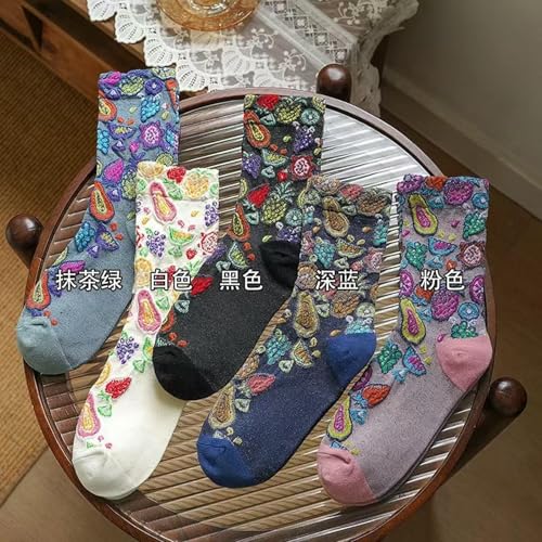 3 pairs - women's ethnic style retro thin trendy versatile mid-tube socks4