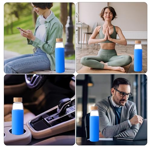 Laster-Glass-Water-Bottle-20-Oz-600-ml-made-of-Borosilicate-Glass-1-Bamboo-1-Stainless-Steel-Lid-BPA-Free-Non-Slip-Silicone-Sleeve-Ocean-Blue