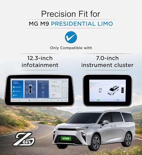 Image of ZEIR Screen Protector Combo For MG Select M9 EV - 12.3 inch Infotainment Touchscreen & 7 inch Instrument Cluster | Anti Scratch | Water Resistant | MgSelect Electric Display Guard Accessories 2025 [Not Tempered Glass]