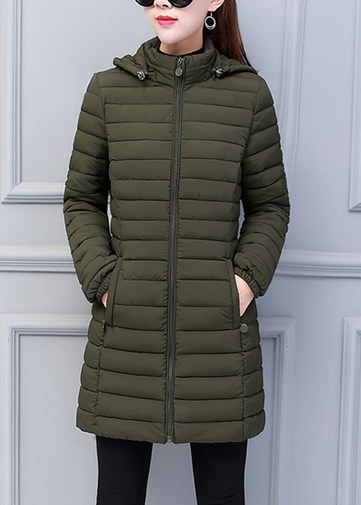 ORANDESIGNE Piumino Trapuntato Leggero da Donna Giacca Caldo Giubbotto Invernale Slim Fit Cappotto con Cappuccio Giubbino Aderente di Media Lunghezza