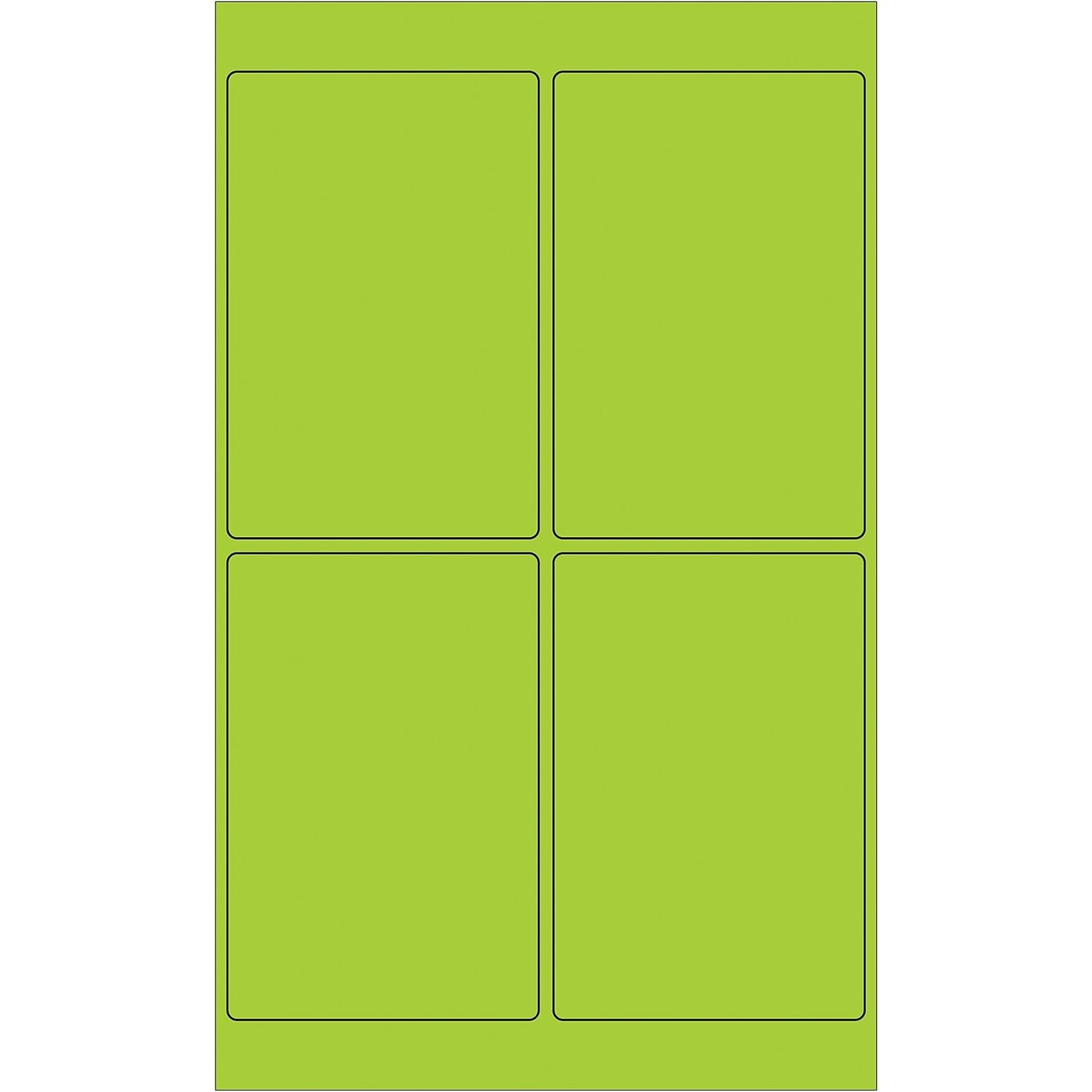 Tape Logic 4 x 6 Fluorescent Green Rectangle Laser Labels
