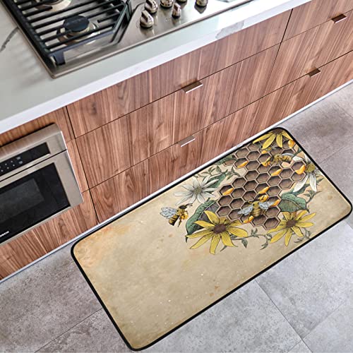 BeeYellow Sunflower Kitchen Rug Floor Mat Anti Fatigue Kitchen Mats 39 x 20 in Non Slip Absorbent Cushion Comfort Standing Mat Carpet for Home Decor