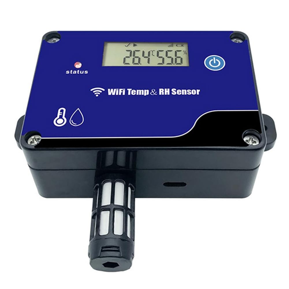 Sensor de Temperatura y Humedad WiFi -WiFi501B con Alarma de Sobrelímite y Transmisión WiFi para Invernaderos.