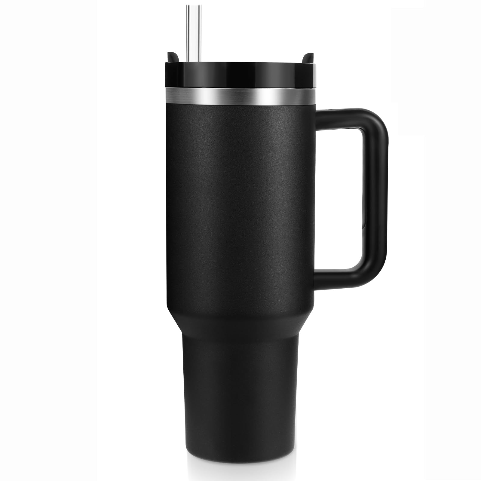 New Version 40oz Stainless Steel Vacuum Insulated Tumbler with Lid and Straw for Water, Smoothie and More, Iced Tea or Coffee (Black)