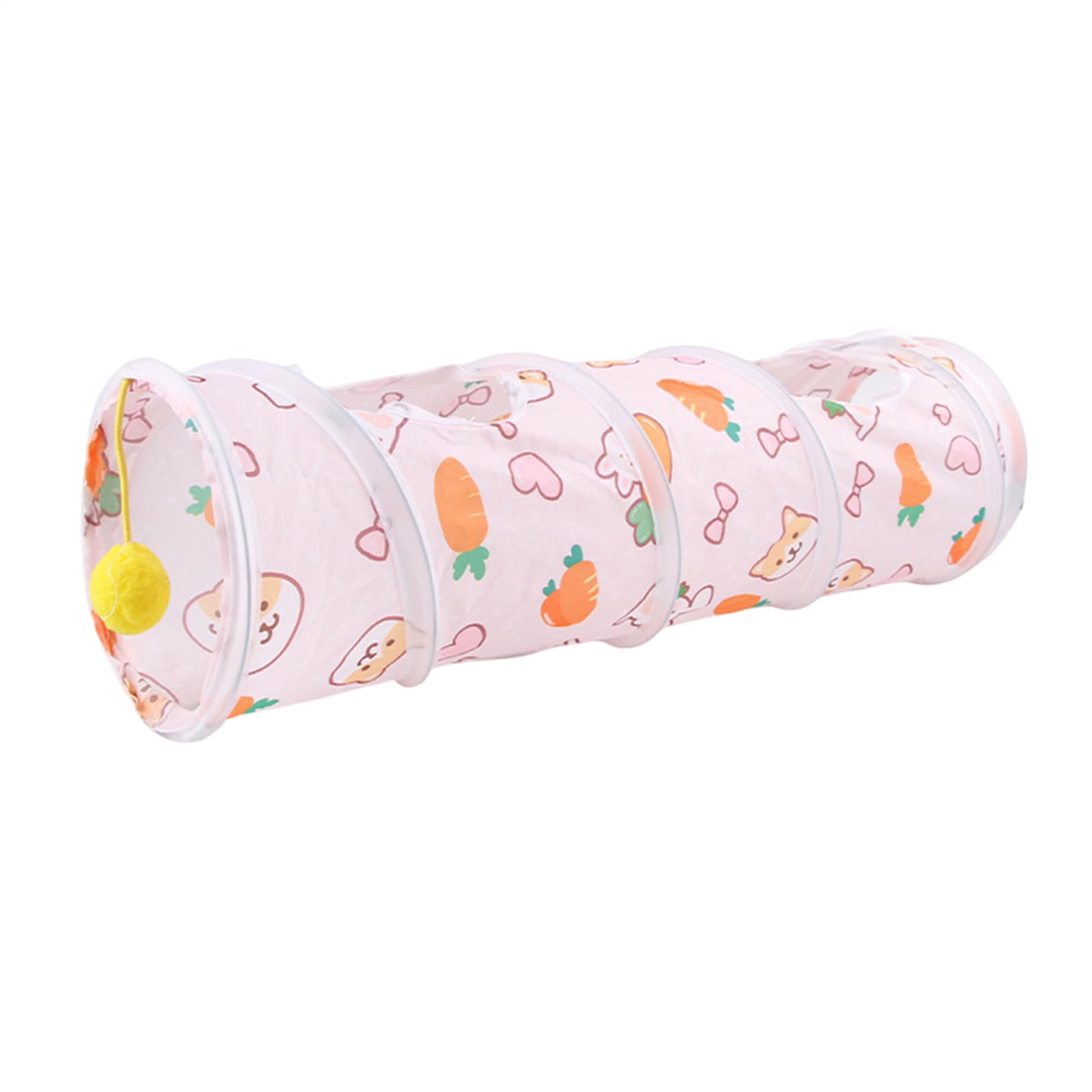 Bunny Tunnel Toy - para mascotas de tela, juguete de conejo, juguete de conejillo de indias | Tubo plegable para juegos de conejo con bola colgante, plegable para mascotas para diversión