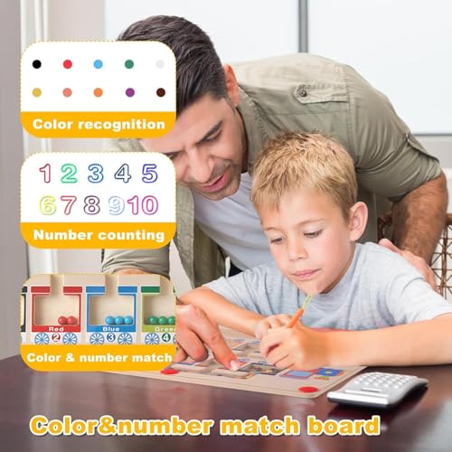 Image of P SQUARE Magnetic Color and Number Maze, Montessori Toys Wooden Magnet Board, School Educational Toys Must Haves for Kids, Montessori Fine Motor Skills Toys for 3 Year Old Boys & Girls (Train)
