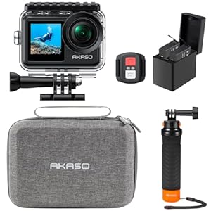 AKASO Brave 7 LE 4K30FPS 20MP WiFi Action Camera with Touch Screen EIS 2.0 Zoom Remote Control 131ft Waterproof Underwater Camera with Waterproof Floating Hand Grip and Carrying Case Bundle