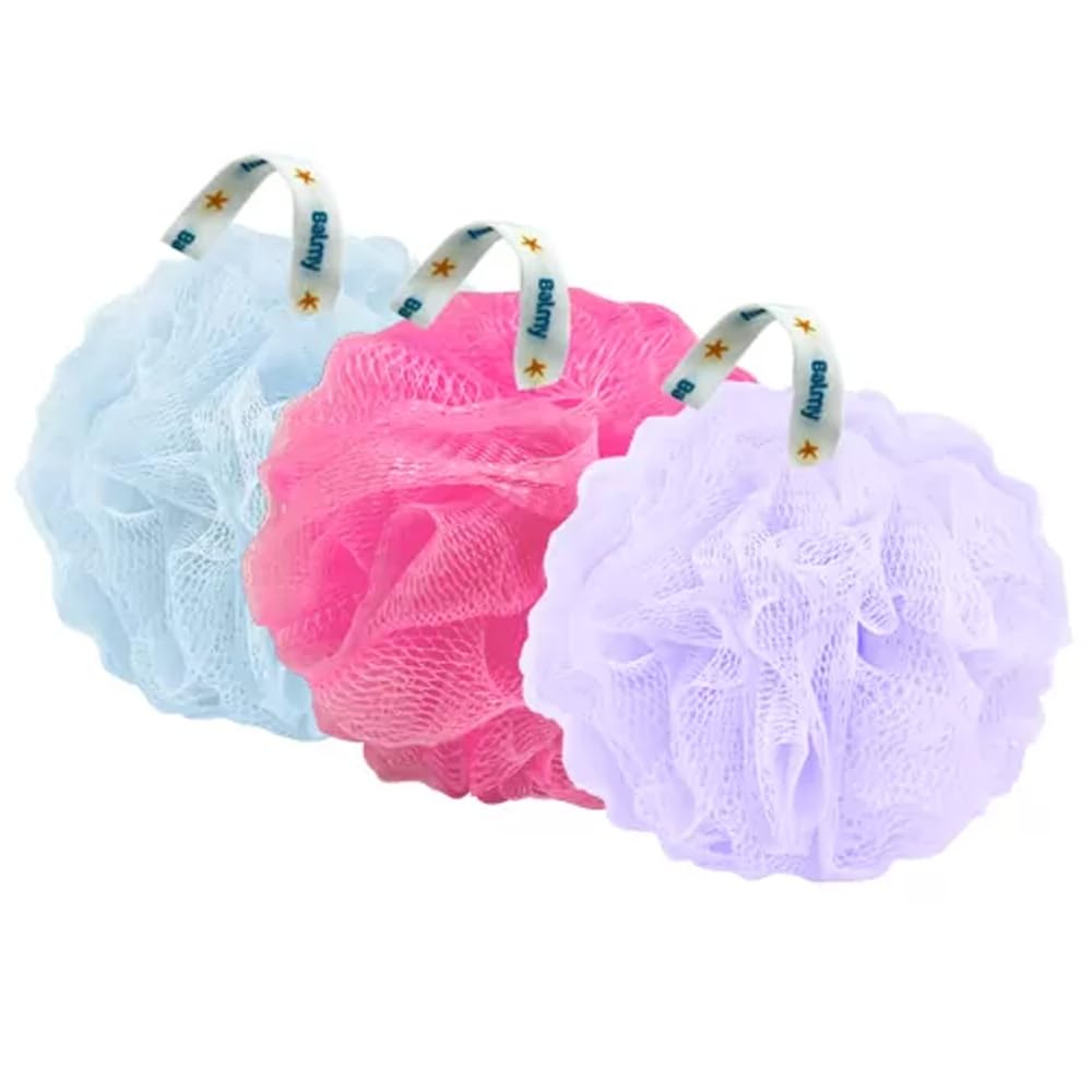 Balmy Travel Set Banyo Süngeri, Duş Süngeri, Peeling Eldiveni, Banyo Fırçası, 3'lü Paket, Cilt Bakımı ve Masaj için