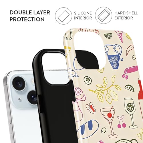 Coque iPhone 15 en TPU souple et PC rigide design d'été