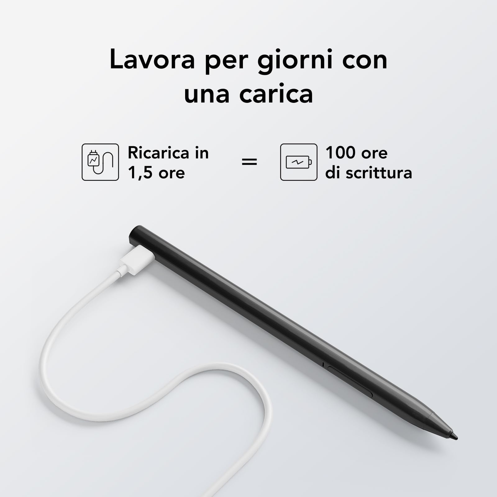 TCL T-Pen Stylus per NXTPAPER 14, NXTPAPER 11 Gen 2 - Penna digitale con 4096 livelli di pressione, batteria a lunga durata, Nero