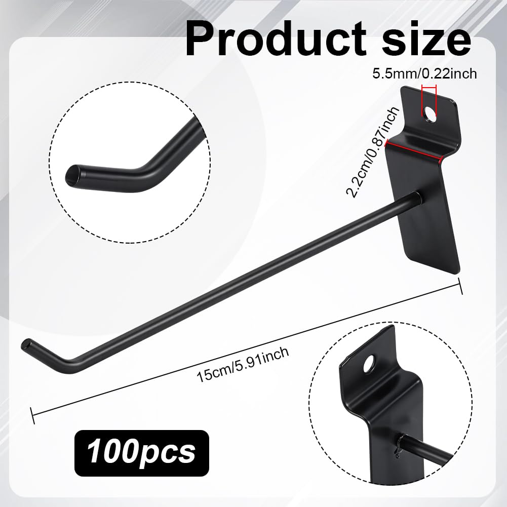 100 ganci per parete a doghe, 15 cm, in metallo, accessori per garage, organizzazione degli attrezzi, accessori per officina