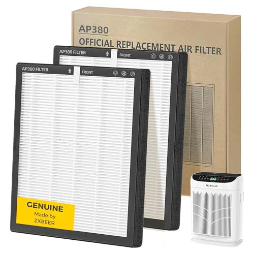 Replacement Filter Compatible with ZXBEER AP380 Air Purifier, 3-IN-1 HEPA and High-Efficiency Activated Carbon Filter for Home,2 Pack, Official