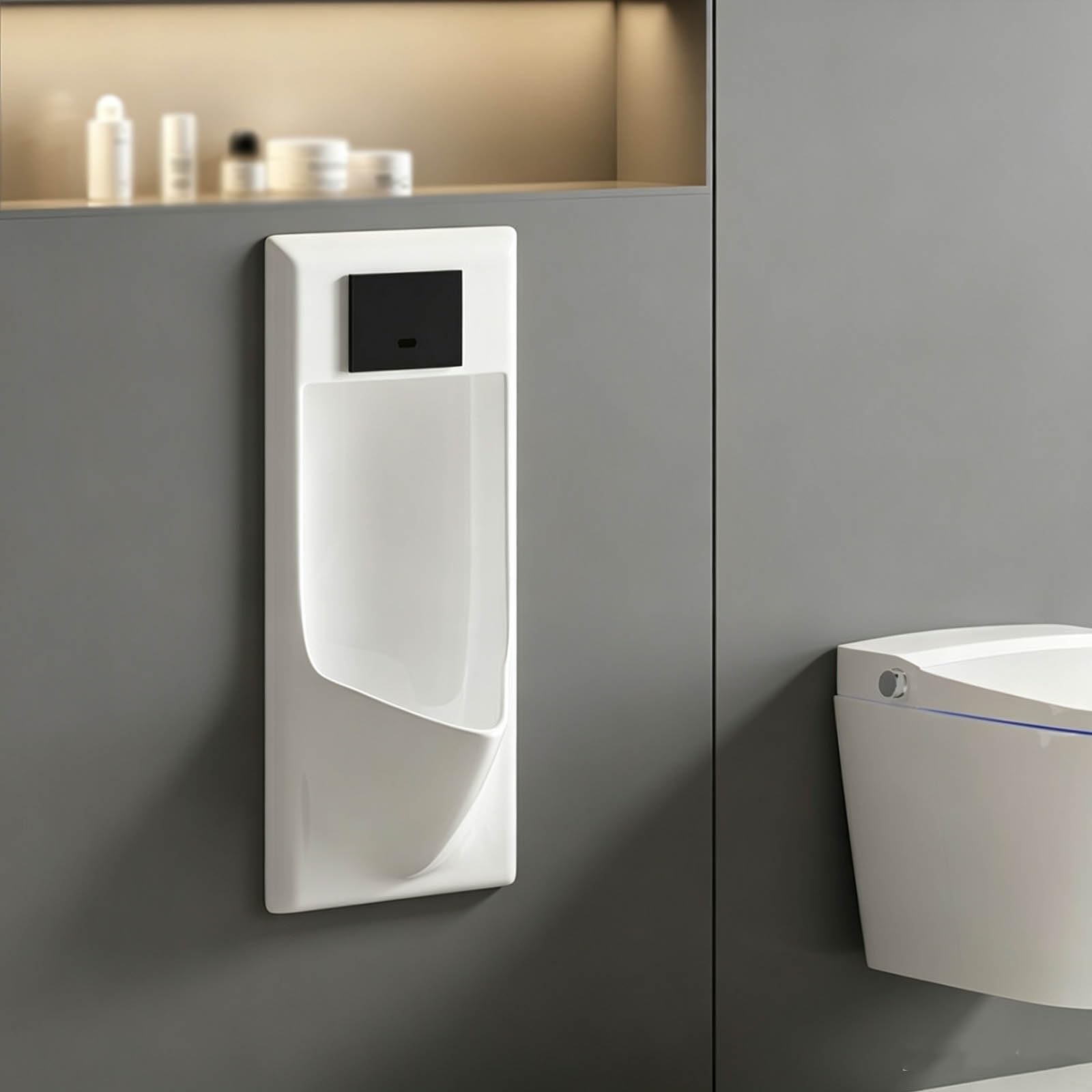 Ultradünnes, wandhängendes Urinal für Männer, Urinal mit Sensorautomatik | Ausgestattet mit einer sensorgesteuerten Spülung; für öffentliche Toiletten, Hotels, Einkaufszentren(A)