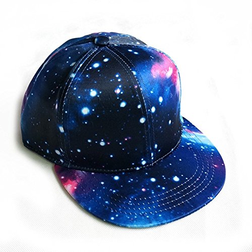 JPOJPO Baseball Cap Galaxy 3D Printed Adjustable Unisex Hip Hop Snapback Flatbrim Hats Blue Star