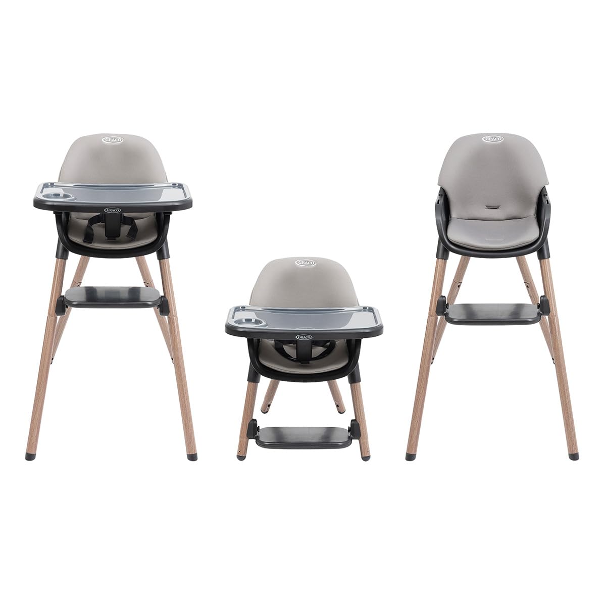 Graco Presti 3-in-1 Highchair (6 Months to Approx. 27.3kg/6 Years), Lightweight at 4.75kg, Compact fold, Easily Portable, 3 Different Modes for Longevity, Steeple Gray Fashion