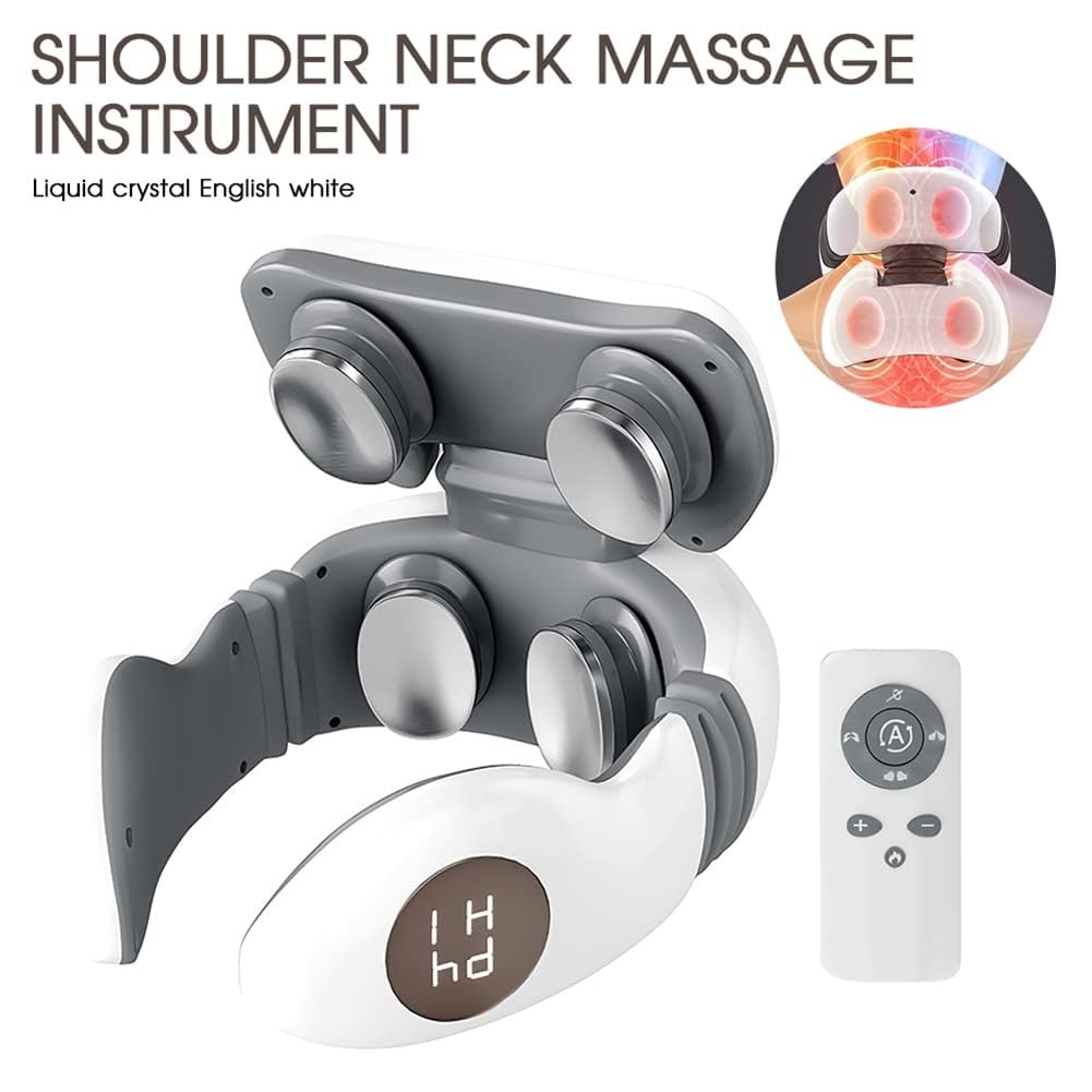 X&Z-XAOY Masajeador De Cuello De 6 Cabezales con Mando A Distancia Inteligente Protector De Cuello con Pulso Eléctrico De Compresión Caliente para Relajación Cervical Hombro Músculo (Color : Blue)