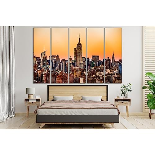 Tableau New York Manhattan coucher soleil grand format déco murale salon 150x100