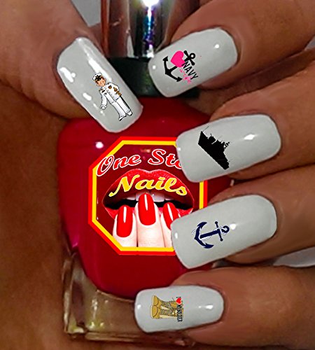 Navy Wife. I Love My Soldier ! For You: Set of 53 Clear waterslide nail art decals for Navy Wife. I Love My Soldier NW-003-53 by One Stop Nails
