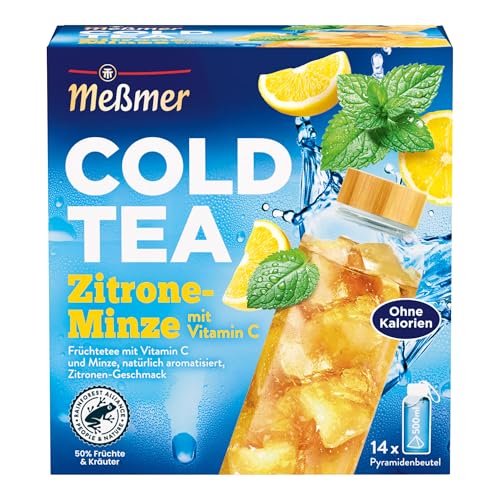 Meßmer Cold Tea Zitrone-Minze | Früchtetee | Kaltaufguss mit Vitamin C | ohne Zuckerzusatz | 14 Pyramidenbeutel