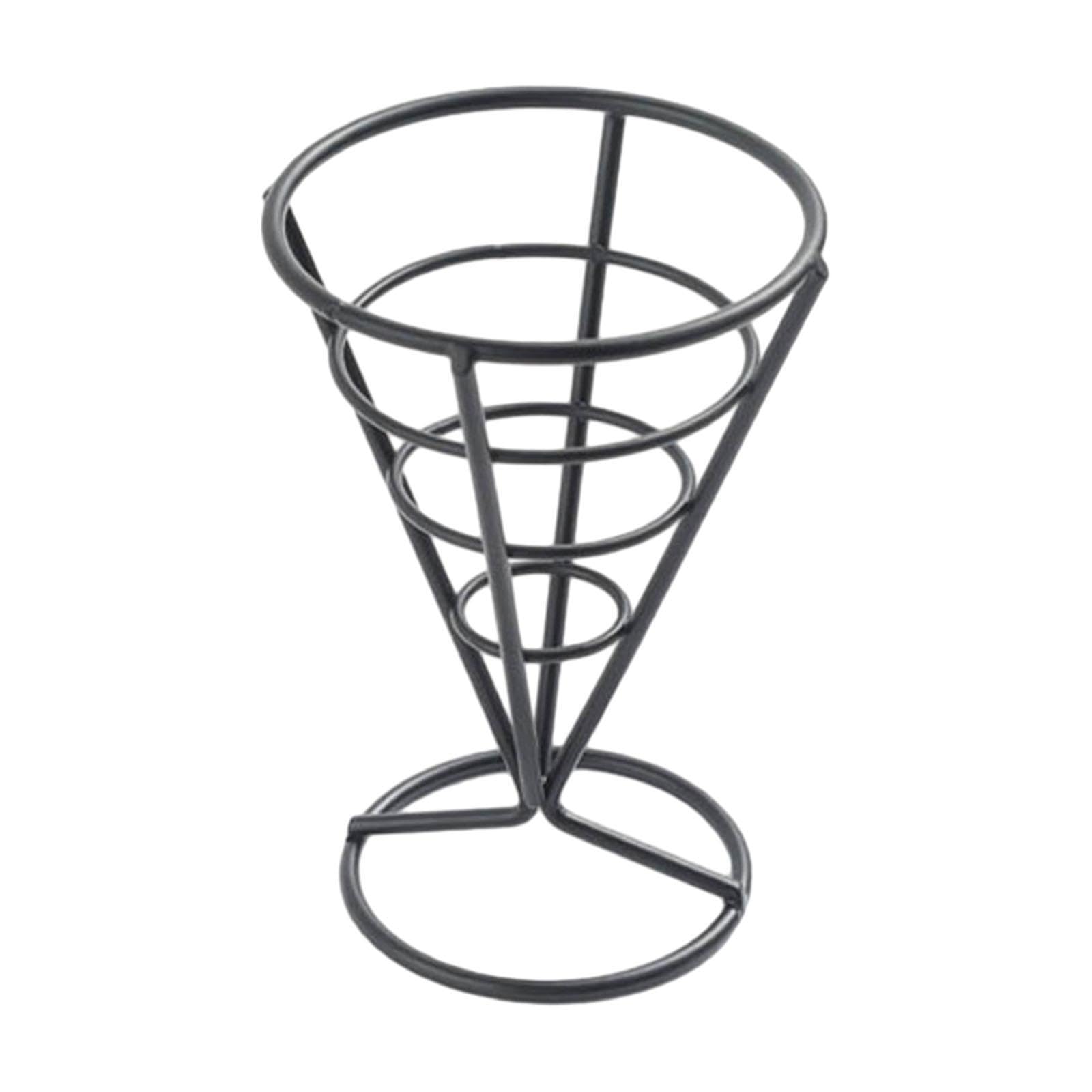 POXZSFX Food Cone Stand For Displaying French Fries And Snacks In Attractive Manner But Also Suitable For All Kinds Of Fried Snacks Metal Wire French Fry, Black