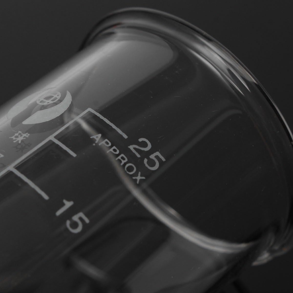Set di Becher in Vetro Borosilicato Graduato, 5ml 10ml 25ml 50ml 100ml, Resistente al Calore per Laboratorio