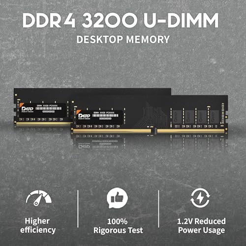 Image of DATO 16GB (8GBx2) RAM, DDR4 3200MHz PC4-25600 CL22 1.2V 288-Pin Non-ECC unbuffered dimm, Desktop Memory Module