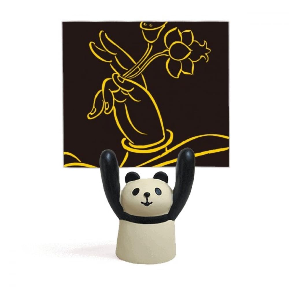 Porte-mémo panda et lotus en résine stable pour bureau
