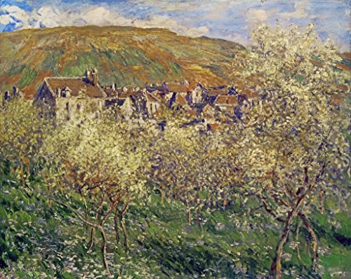 Affiche Toile Pruniers en fleurs Claude Monet 60x90cm contre les murs vides