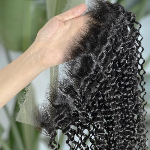 MEODI 13x4 HD Lace Frontal Human Hair Deep Curly, Real Ultra Thin 0.1mm Swiss HD Skinlike Lace,13x4 Virgin Human Hair Lace Frontal Only With Bleached Knots, Bare Bling Hair Closure 20 Inch