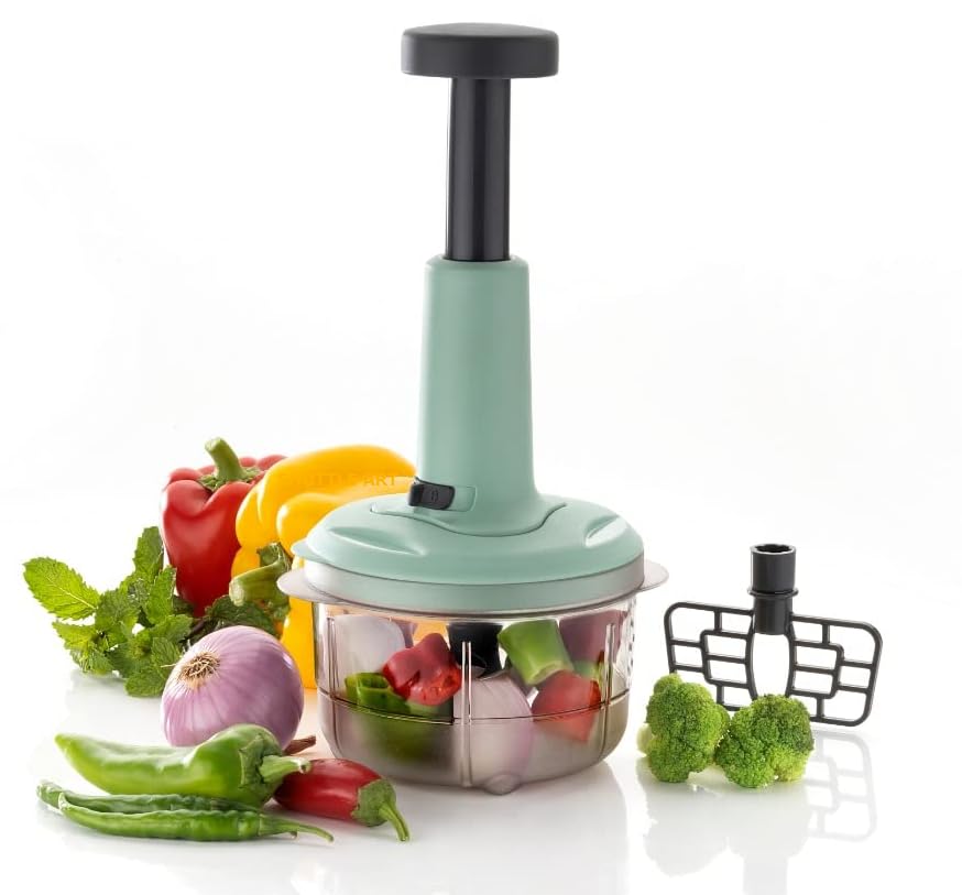 SHUTTLE ART Manual 800ml Round Hand-Press Vegetable Chopper Mixer Cutter to Cut Onion, Salad, Tomato, Potato (Multi Colour) (Pack of 1) (B0DBP8VSD3) Amazon Price History, Amazon Price Tracker