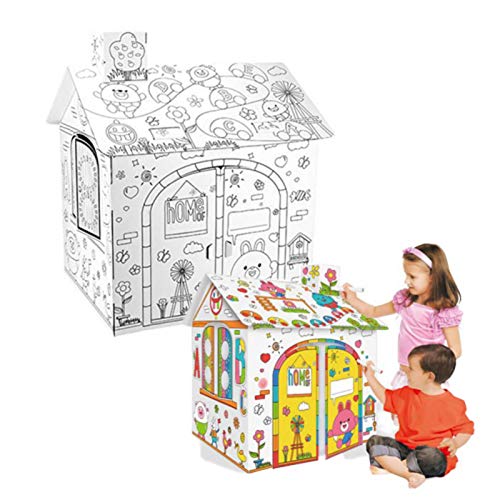 Ecisi Casa de Juegos de Manualidades Creativas para Colorear de cartón Grande,...