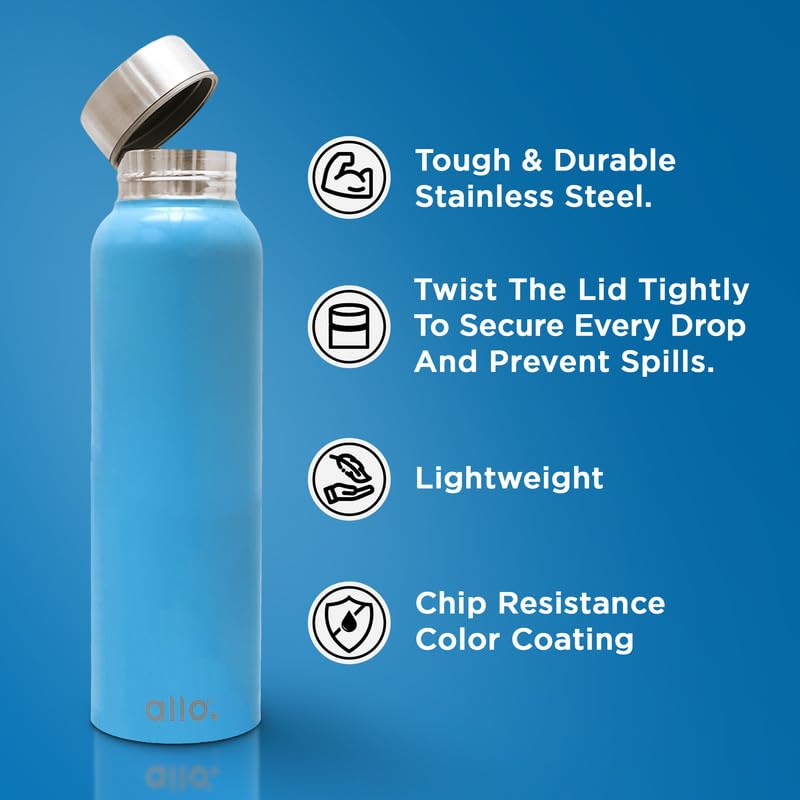 Image of Allo Stainless Steel Water Bottle For Adults, Kids 1 Litre Water Bottles For School, Office, Sports, Gym 1L Water Bottle For Men And Women, Pack Of 2| Leak Proof, Bpa Free, Pink & True Blue
