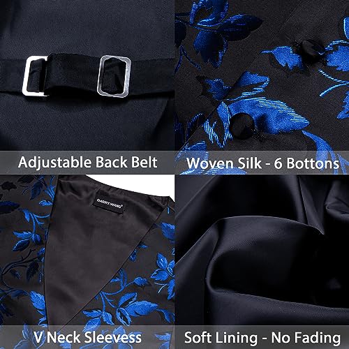 Image of Barry.Wang Formal Men Flower Vest Paisley Jacquard Silk Ties Suit Waistcoat Set Wedding 5PCS