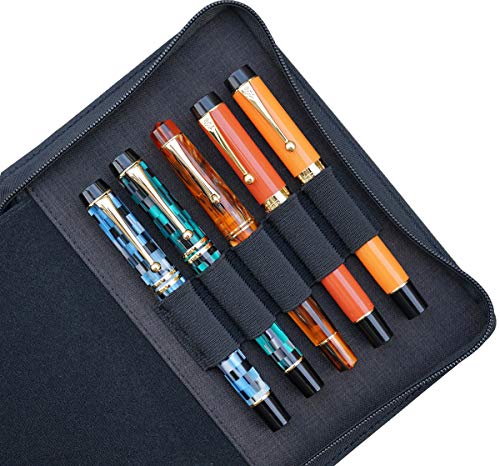 Image of Lanxivi 10 Slots Fountain Pen Case Black, Waterproof Canvas Pen Holder Display Pouch Bag