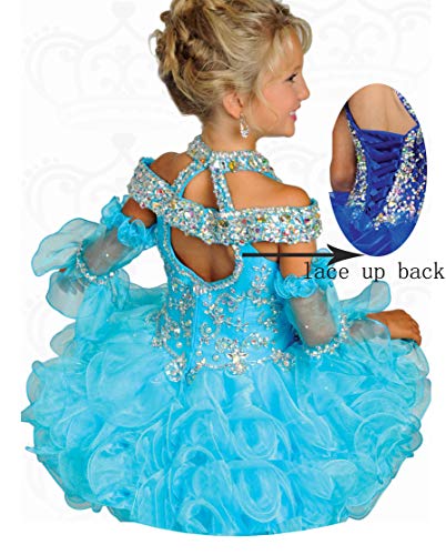 Avda Infant Girls' Off The Shoulder Cupcake Pageant Dress Glitz Short Birthday Party Ball Gowns 5T Fuchsia #TOP1